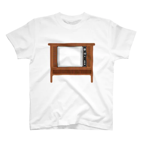 レトロな昭和のオーディオテレビのイラスト 画面オン 脚付き  スタンダードTシャツ