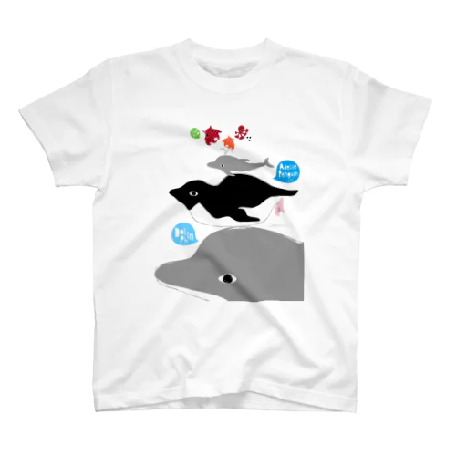 アデリーペンギンとタコプルポと電池式イルカのサーカス Regular Fit T-Shirt
