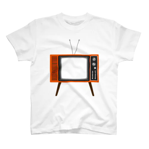 レトロな昭和の可愛いテレビのイラスト 画面オン 脚付き  スタンダードTシャツ