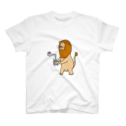 手洗いライオン(文字無) Regular Fit T-Shirt