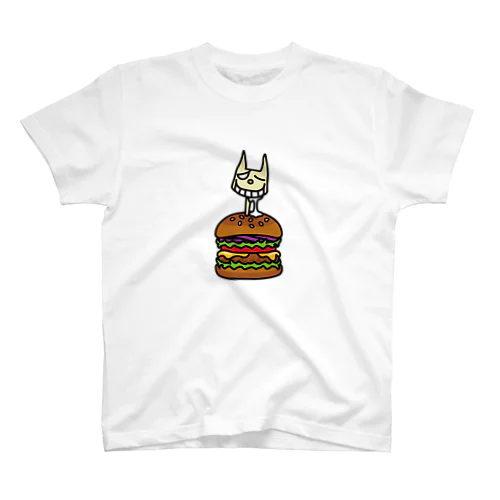 ハンバーガーに苦悩するネコサン スタンダードTシャツ