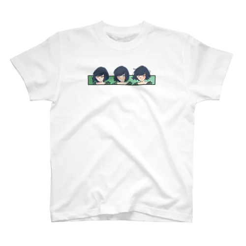 照れ女の子3コマT 티셔츠