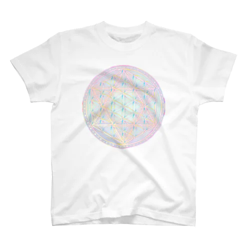 Rainbow Flower of Life & Hexagram Regular Fit T-Shirt