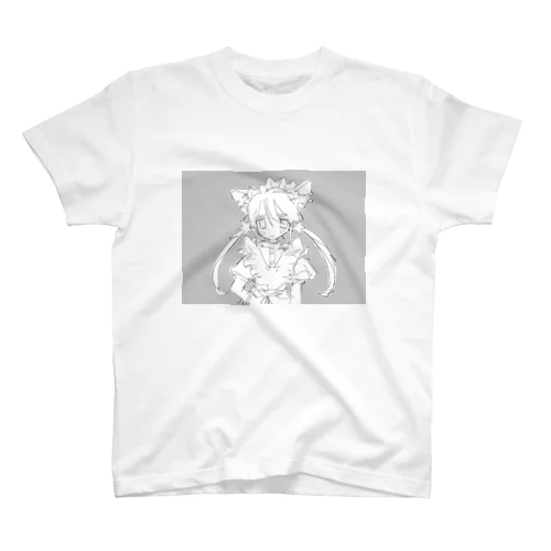 モノクロ　猫ガール スタンダードTシャツ