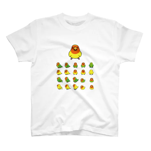 整列コザクラインコ隊【まめるりはことり】 スタンダードTシャツ