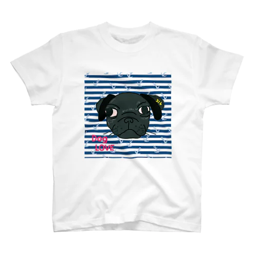黒パグのちびっ子 dogらぶ Regular Fit T-Shirt