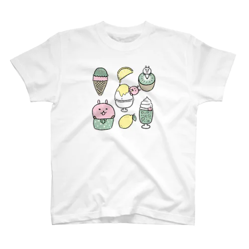 涼しい！メロンソーダとアイスとかき氷と（カラーver) スタンダードTシャツ