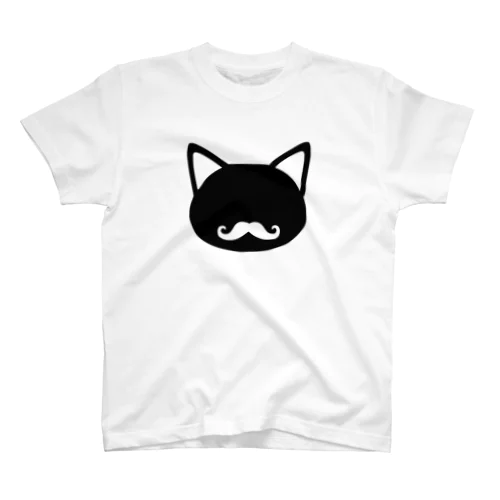 ちょび髭ロゴ4 ねこ　猫　ネコ　cat スタンダードTシャツ