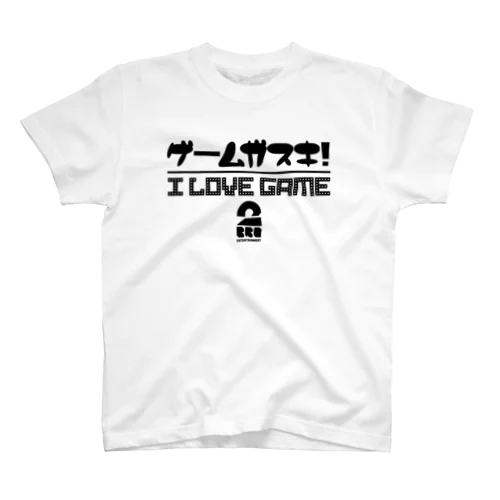 黒「I LOVE GAME」淡色Tシャツ Regular Fit T-Shirt