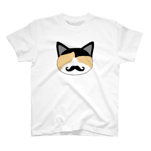 ちょび髭ロゴ7 ねこ　猫　ネコ　cat スタンダードTシャツ