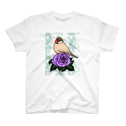 薔薇と文鳥（シナモン） Regular Fit T-Shirt