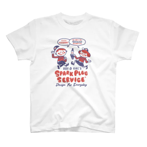 スパークプラグとBoy & Girl★アメリカンレトロ【片面B柄】 スタンダードTシャツ