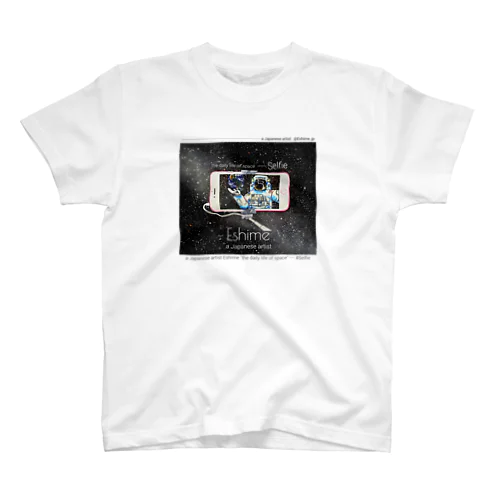 白色ver 宇宙の日常シリーズ 自撮り Regular Fit T-Shirt