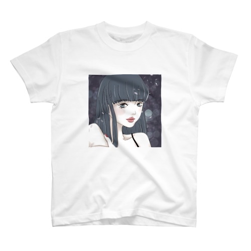 黒髪ロングの女の子と桜 Regular Fit T-Shirt