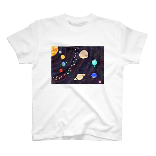 スクラッチ風太陽系 Regular Fit T-Shirt