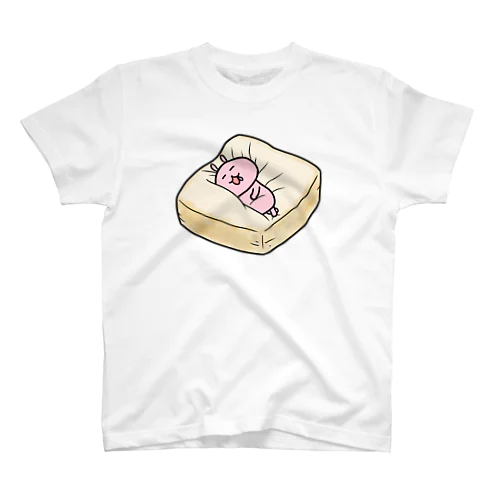 ふかふか食パンで寝るゆずぽろ（イラスト大ver） スタンダードTシャツ