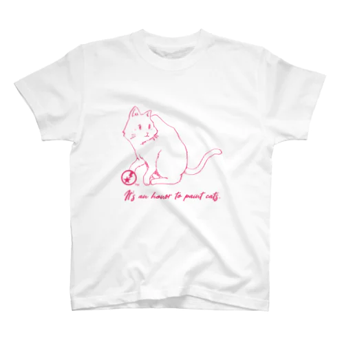 さらり画（名言イラストT（猫 ピンク）） スタンダードTシャツ