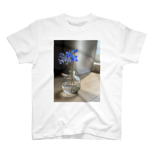 Blue flower print T-shirt スタンダードTシャツ