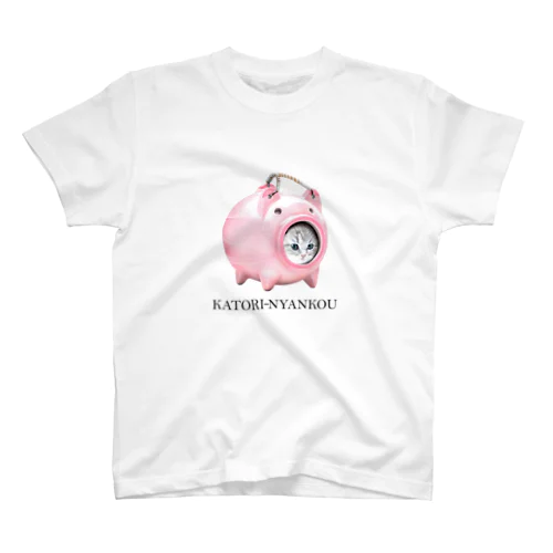 萌獣 猫 かとりにゃんこう：ピンク スタンダードTシャツ