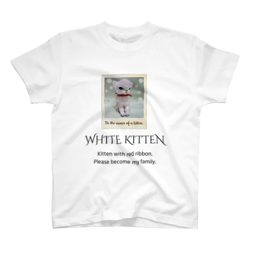 白い子猫ロゴ入り Regular Fit T-Shirt
