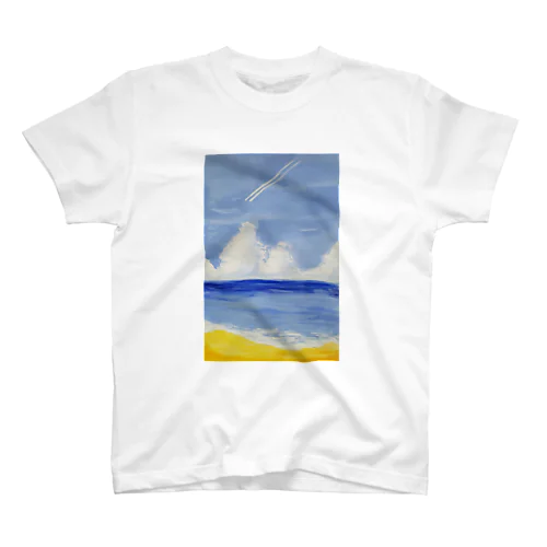 砂浜と飛行機雲 スタンダードTシャツ