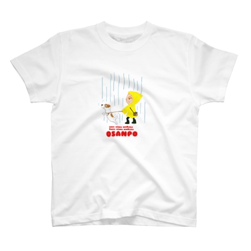 雨にも負けず風にも負けずお散歩 Regular Fit T-Shirt
