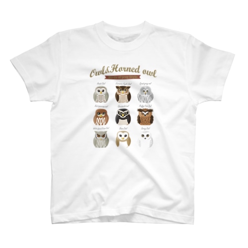 [Flat design owl&horned owl]フラットデザインなフクロウ・ミミズク Regular Fit T-Shirt