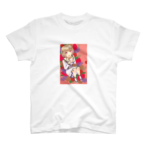 赤い花の女の子 スタンダードTシャツ