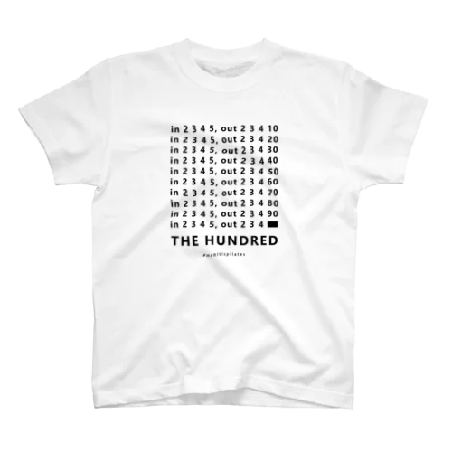 #mamitispilates「THE HUNDRED」文字ブラック Regular Fit T-Shirt