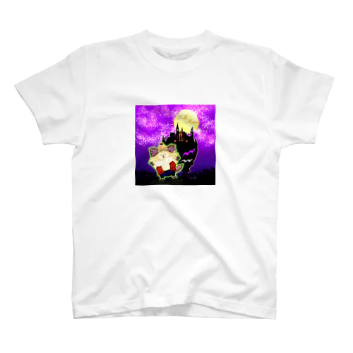 《ハロウィン》03＊狼ちわわ男＊紫背景 スタンダードTシャツ