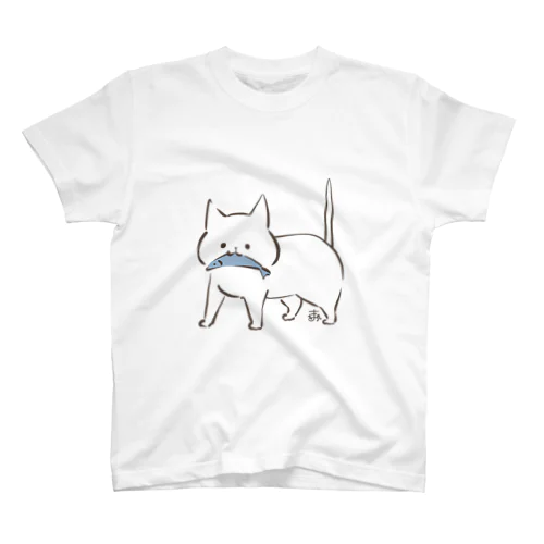 熊の木彫り風ねこ Regular Fit T-Shirt