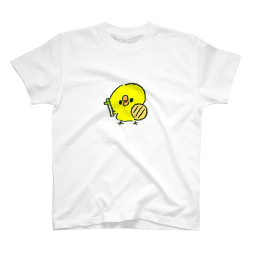 ねぎと鍋のふたを持ったひよこ スタンダードTシャツ