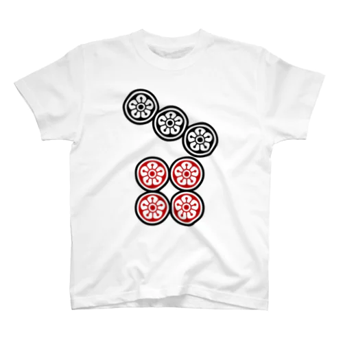 麻雀牌 7筒 チーピン ＜筒子>黒赤ロゴ 티셔츠