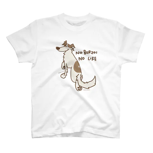 ボルゾイ しろ茶 NO BORZOI NOLIFE スタンダードTシャツ