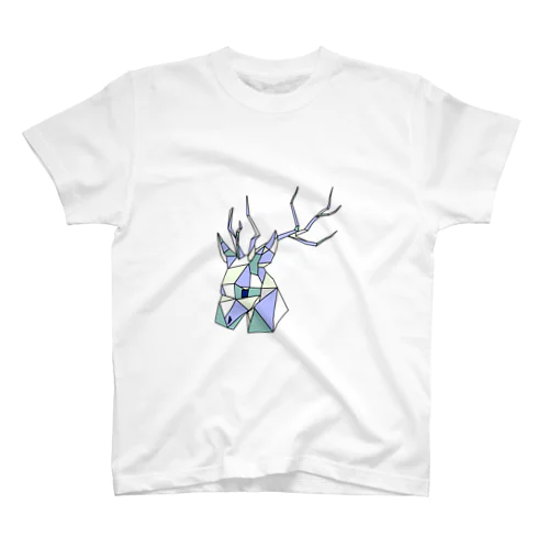パネルの鹿/青 スタンダードTシャツ