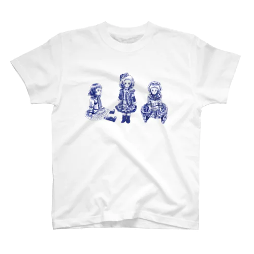 ビスクドール3人娘　デルフトブルー スタンダードTシャツ