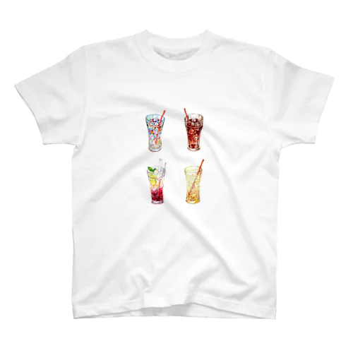 4杯のグラスドリンク スタンダードTシャツ