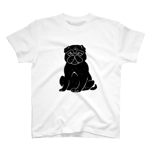 Black pug　シンプルな黒パグ スタンダードTシャツ