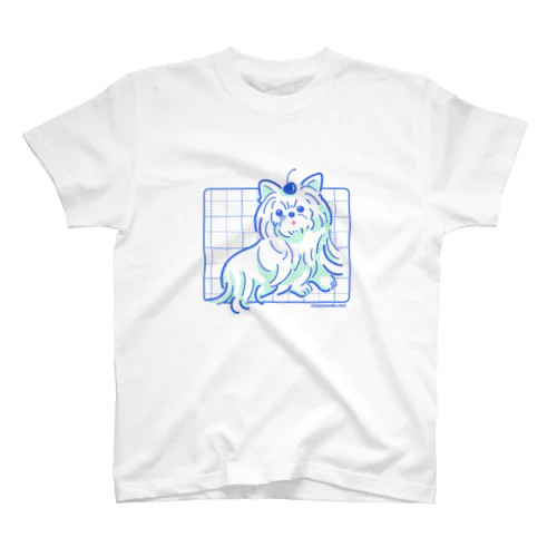ヨークシャーテリアのチェリー添え-BLUE Regular Fit T-Shirt