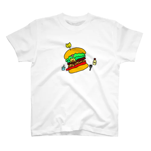 はさまれハンバーガーニャンコ スタンダードTシャツ