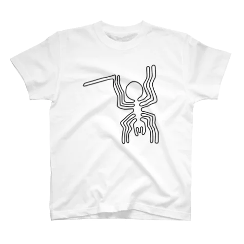 ナスカの地上絵　クモ（黒） Regular Fit T-Shirt