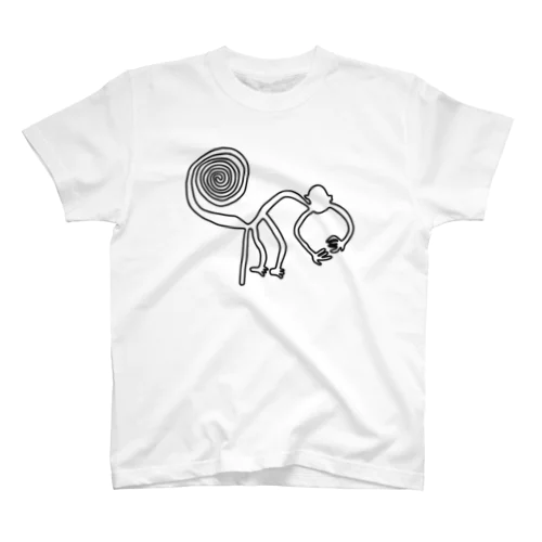 ナスカの地上絵　猿（黒） スタンダードTシャツ