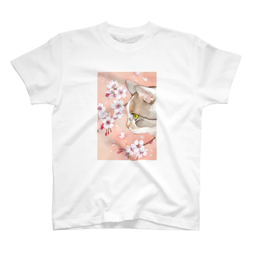桜と三毛猫 スタンダードTシャツ