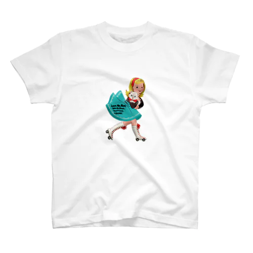 レトロガールと猫 Regular Fit T-Shirt