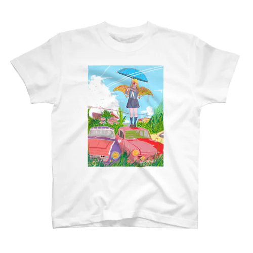 夏の空と鉄翼少女 Regular Fit T-Shirt