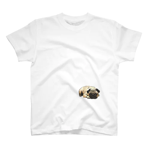 PUG-パグ-ぱぐ　リアルパグ-2 ワンポイントTシャツ スタンダードTシャツ