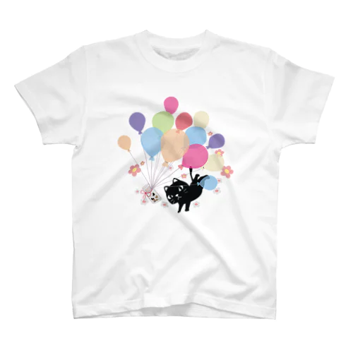 くろねこの風船の種*A Regular Fit T-Shirt