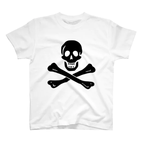 海賊旗スカル-Jolly Roger サミュエル・ベラミーの海賊旗-黒ロゴ スタンダードTシャツ