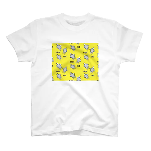 白黒かめちゃん フルグラフィック黄色② Regular Fit T-Shirt
