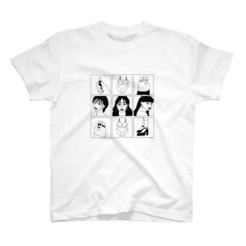 girls ブラック おめめあり スタンダードTシャツ